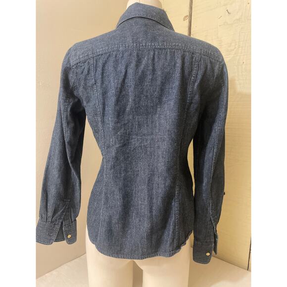 Talbot's Size 6 Petites Womens Denim Button Up‎ Long Sleeve Shirt Casual - Picture 2 of 10